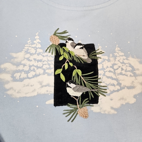 Breckenridge Baby Blue Winter‎ Sparrow Crew Neck Sweatshirt Size XL Women's - Picture 4 of 12